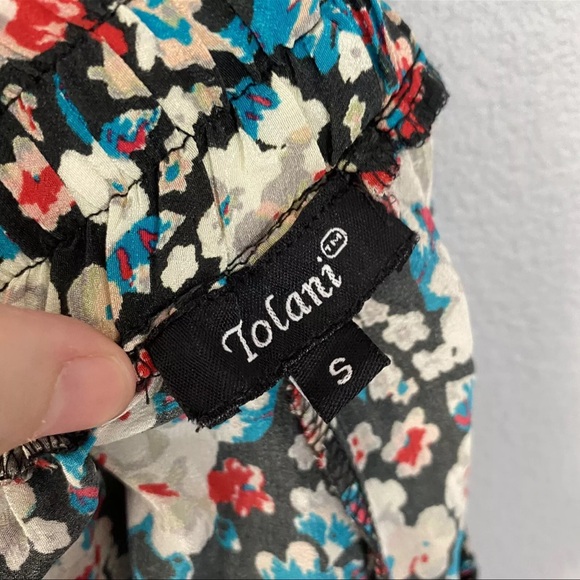 Tolani Shorts S Pink Red Black Paisley Print Elastic Waist Silk - Picture 5 of 7